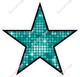 Disco - Teal Star - Outlined