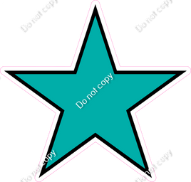 Flat - Teal Star - Outlined