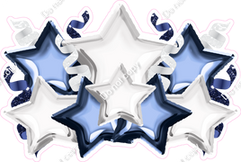 Foil Star Panel - White & Navy Blue