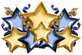 Foil Star Panel - Gold & Navy Blue
