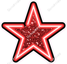 Neon Star - Red - Sparkle