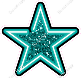 Neon Star - Teal - Sparkle