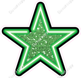 Neon Star - Lime Green - Sparkle