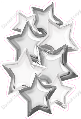 Foil Star Cluster - White & Silver