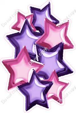 Foil Star Cluster - Hot Pink & Purple