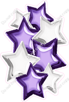 Foil Star Cluster - Purple & White
