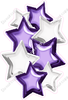 Foil Star Cluster - Purple & White