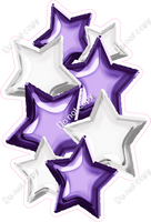 Foil Star Cluster - Purple & White