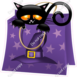 Purple - Candy Bag with Witch Hat & Cat