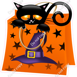 Orange - Candy Bag with Witch Hat & Cat