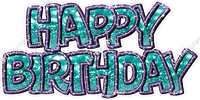 Bokeh Sparkle Outline - Double Line Happy Birthday