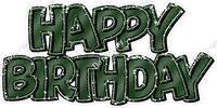 Flat Sparkle Outline - Double Line Happy Birthday