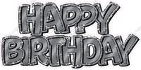 Flat Sparkle Outline - Double Line Happy Birthday