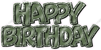 Flat Sparkle Outline - Double Line Happy Birthday
