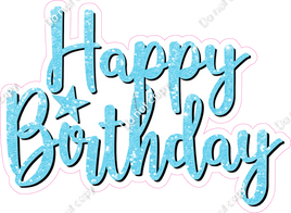 Baby Blue - Cursive - Happy Birthday Statement