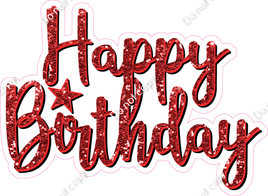 Red - Cursive - Happy Birthday Statement