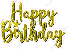 Yellow - Cursive - Happy Birthday Statement