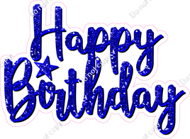 Blue - Cursive - Happy Birthday Statement