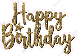 Gold - Cursive - Happy Birthday Statement