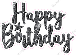 Silver - Cursive - Happy Birthday Statement