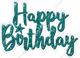 Teal - Cursive - Happy Birthday Statement