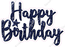 Navy Blue - Cursive - Happy Birthday Statement