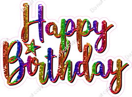 Rainbow - Cursive - Happy Birthday Statement