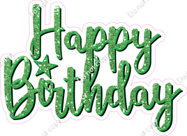Lime Green - Cursive - Happy Birthday Statement w/ Variants