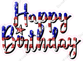 Flag & Black- Cursive - Happy Birthday Statement