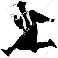 Teen Boy Jumping Graduation Silhouette
