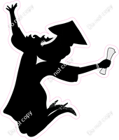 Teen Girl Jumping Graduation Silhouette