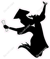 Teen Girl Jumping Graduation Silhouette