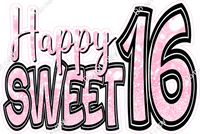 Bokeh - Baby Pink - Happy Sweet 16 Statement