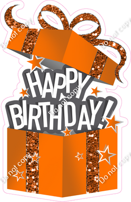 Sparkle - Orange - Happy Birthday Present Statement w/ Variants