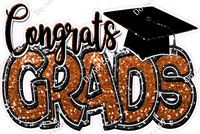 Orange - Sparkle - Congrats Grads Statement w/ Variants