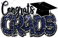 Navy Blue - Sparkle - Congrats Grads Statement w/ Variants