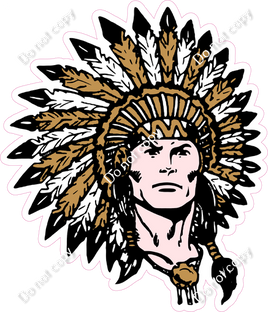 Gold - Indian Chief Profile General Mascot