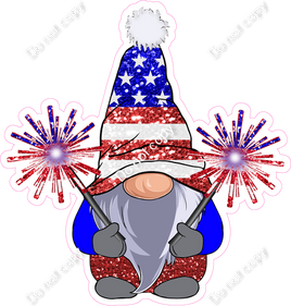 4th of July Gnome Holding Fireworks