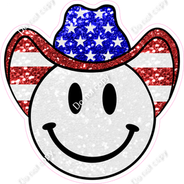 4th of July Emoji with Flag Cowboy Hat