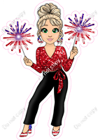 4th of July Blonde Women with Firework w/ Variants