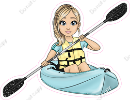 Light Skin Tone - Blonde Hair Girl on Kayak w/ Variants
