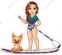 Light Skin Tone - Red Hair Girl on Paddle Board - Purple Teal Ombre Clothes w/ Variants