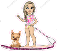 Light Skin Tone - Blonde Hair Girl on Paddle Board - Pink Clothes w/ Variants