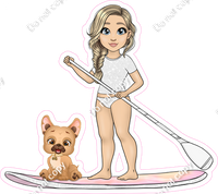 Light Skin Tone - Blonde Hair Girl on Paddle Board - White Clothes w/ Variants