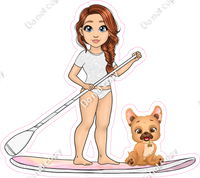Light Skin Tone - Red Hair Girl on Paddle Board - White Clothes w/ Variants