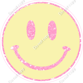 Yellow & Baby Pink Sparkle Smiley Face