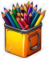 School - Colored Pencils In Bucket w/ Variants