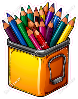 School - Colored Pencils In Bucket w/ Variants