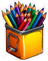 School - Colored Pencils In Bucket w/ Variants