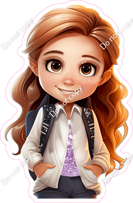 School Girl - Light Skin Tone - with Lavender Shirt